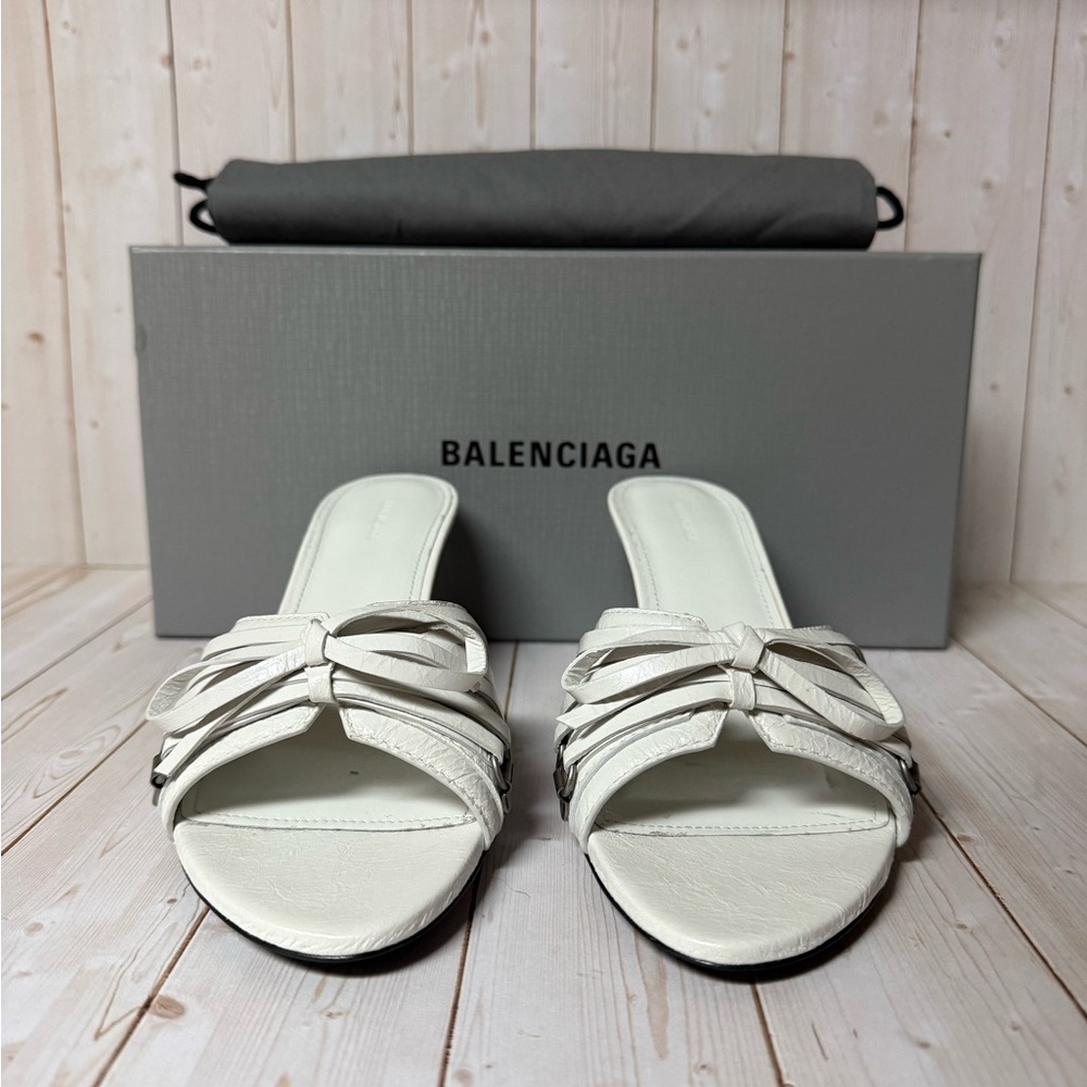 Balenciaga Cagole Leather Slide Sandal Optic White Sz 36 / 6 - Picture 5 of 16